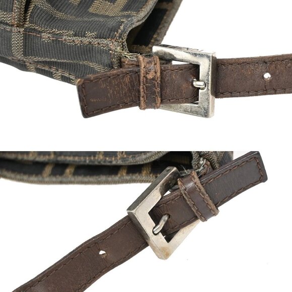 FENDI Logo Zucca Pattern Hand Bag Canvas Leather Brown SHW Italy 36KB279 - Picture 8 of 15